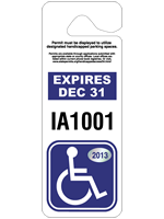 3.375" x 9" Giant disabled parking permit tag