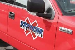 Graphic Logo Decals for vehicle doors.