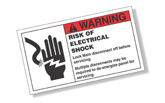 Custom warning sticker with over laminate