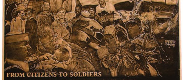 Citizen soldier bronze plaque sign