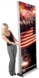 Polyvinyl double sided retractable banner