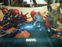 Cloth banners designed with superheroes